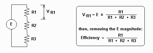 V-R1=E*(R1/(R1+R2+R3))